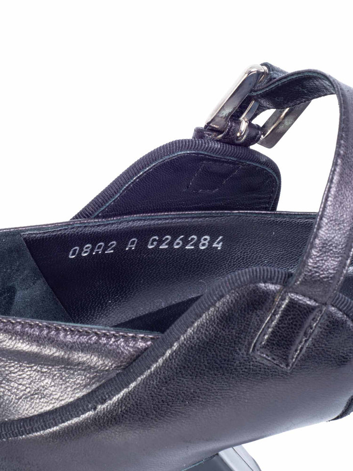 Top Quality Chanel CC Logo Mary Jane Cap Toe Block Heels Black