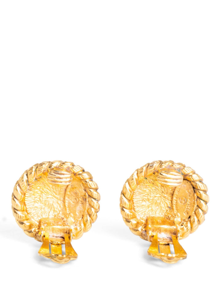 Top Quality Chanel CC Logo Medallion Earrings Gold