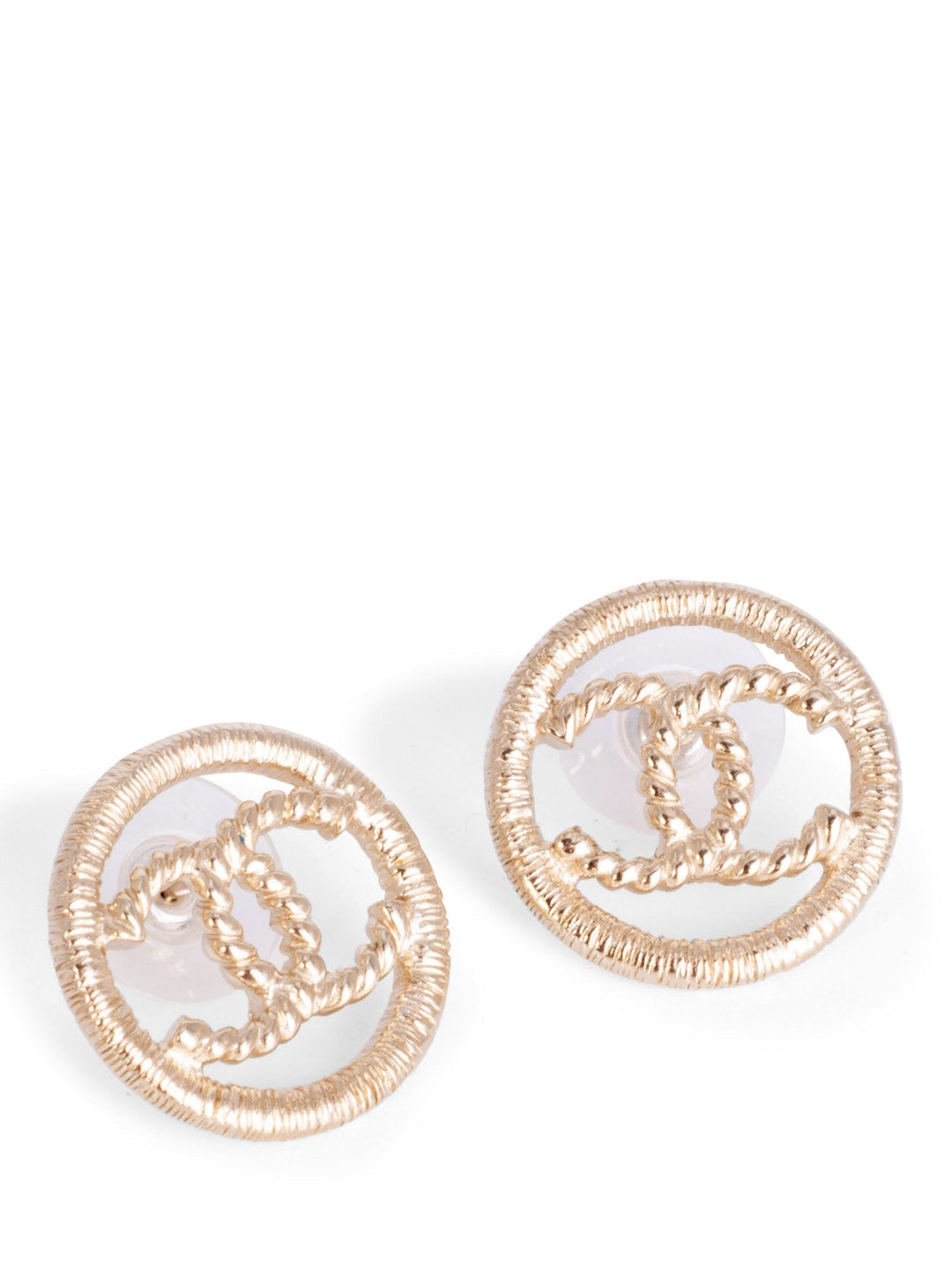 Top Quality Chanel CC Logo Medallion Earrings Gold