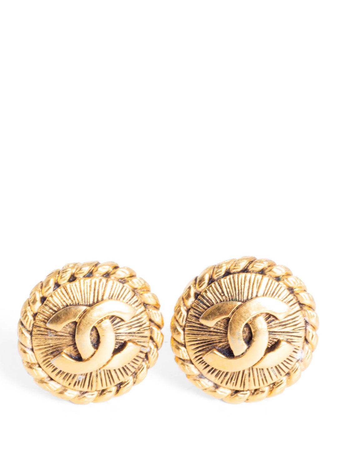 Top Quality Chanel CC Logo Medallion Earrings Gold