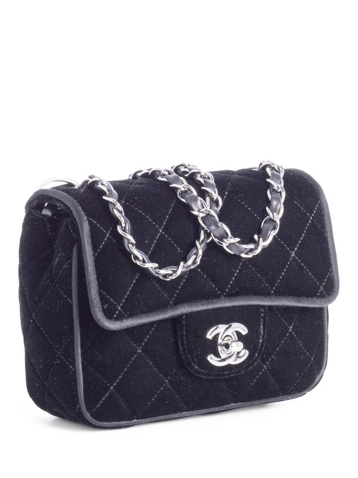 Top Quality Chanel CC Logo Mini Velvet Single Flap Bag Black