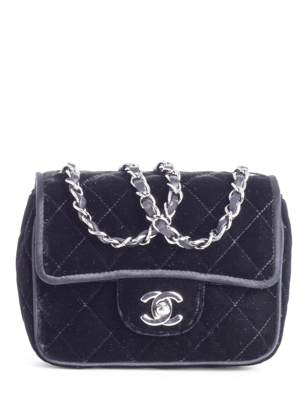 Top Quality Chanel CC Logo Mini Velvet Single Flap Bag Black