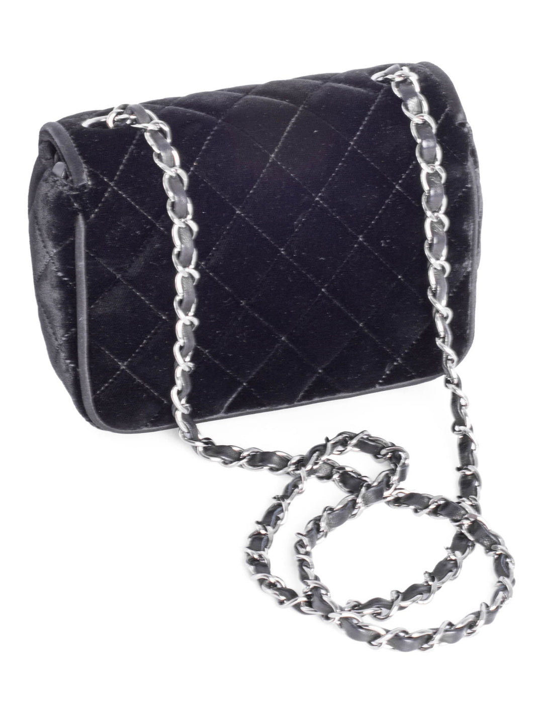 Top Quality Chanel CC Logo Mini Velvet Single Flap Bag Black
