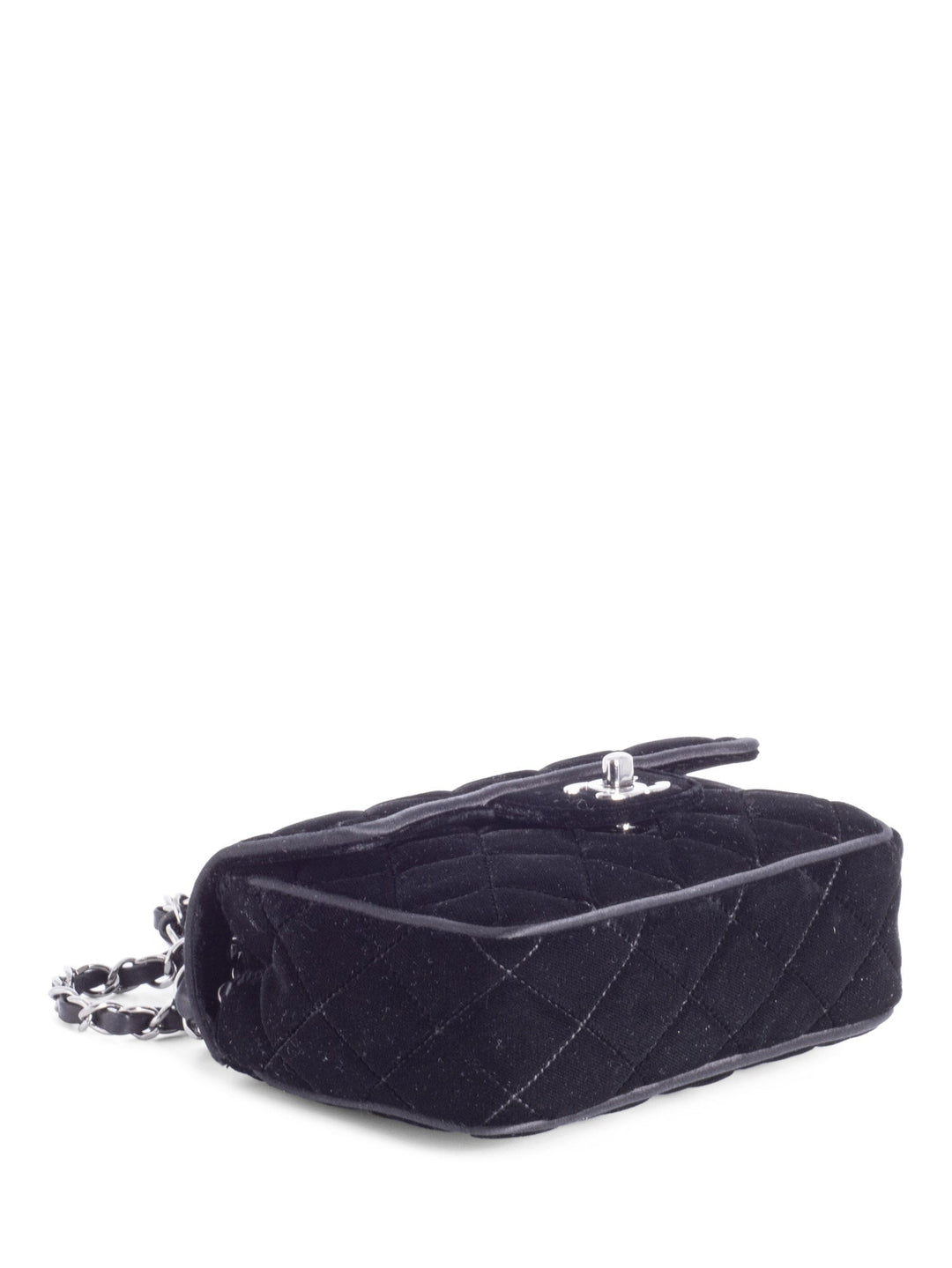 Top Quality Chanel CC Logo Mini Velvet Single Flap Bag Black