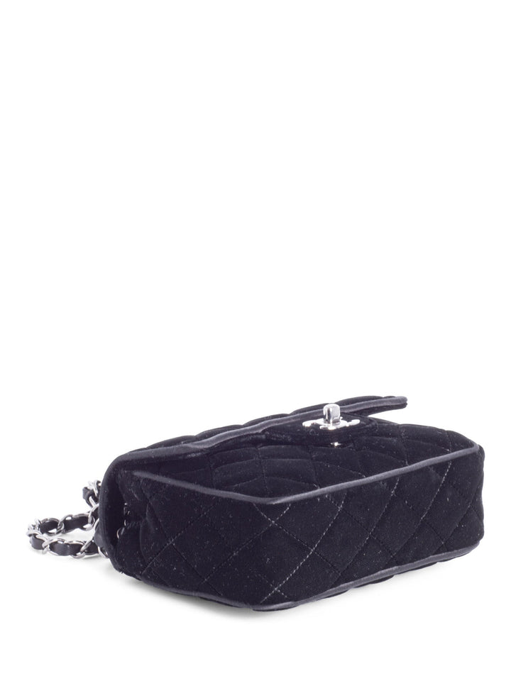 Top Quality Chanel CC Logo Mini Velvet Single Flap Bag Black