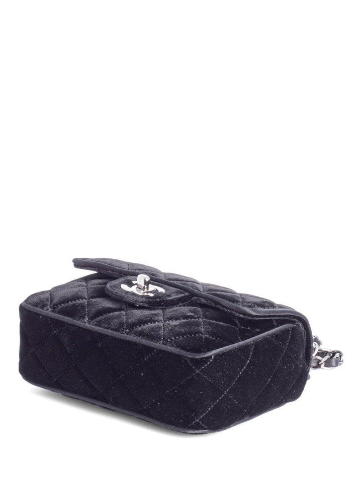 Top Quality Chanel CC Logo Mini Velvet Single Flap Bag Black