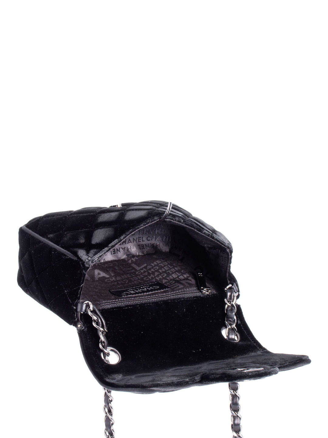 Top Quality Chanel CC Logo Mini Velvet Single Flap Bag Black