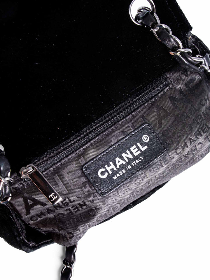 Top Quality Chanel CC Logo Mini Velvet Single Flap Bag Black