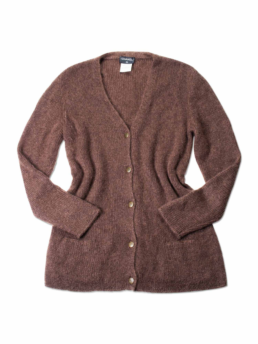 Top Quality Chanel CC Logo Mohair Knit Long Cardigan Brown