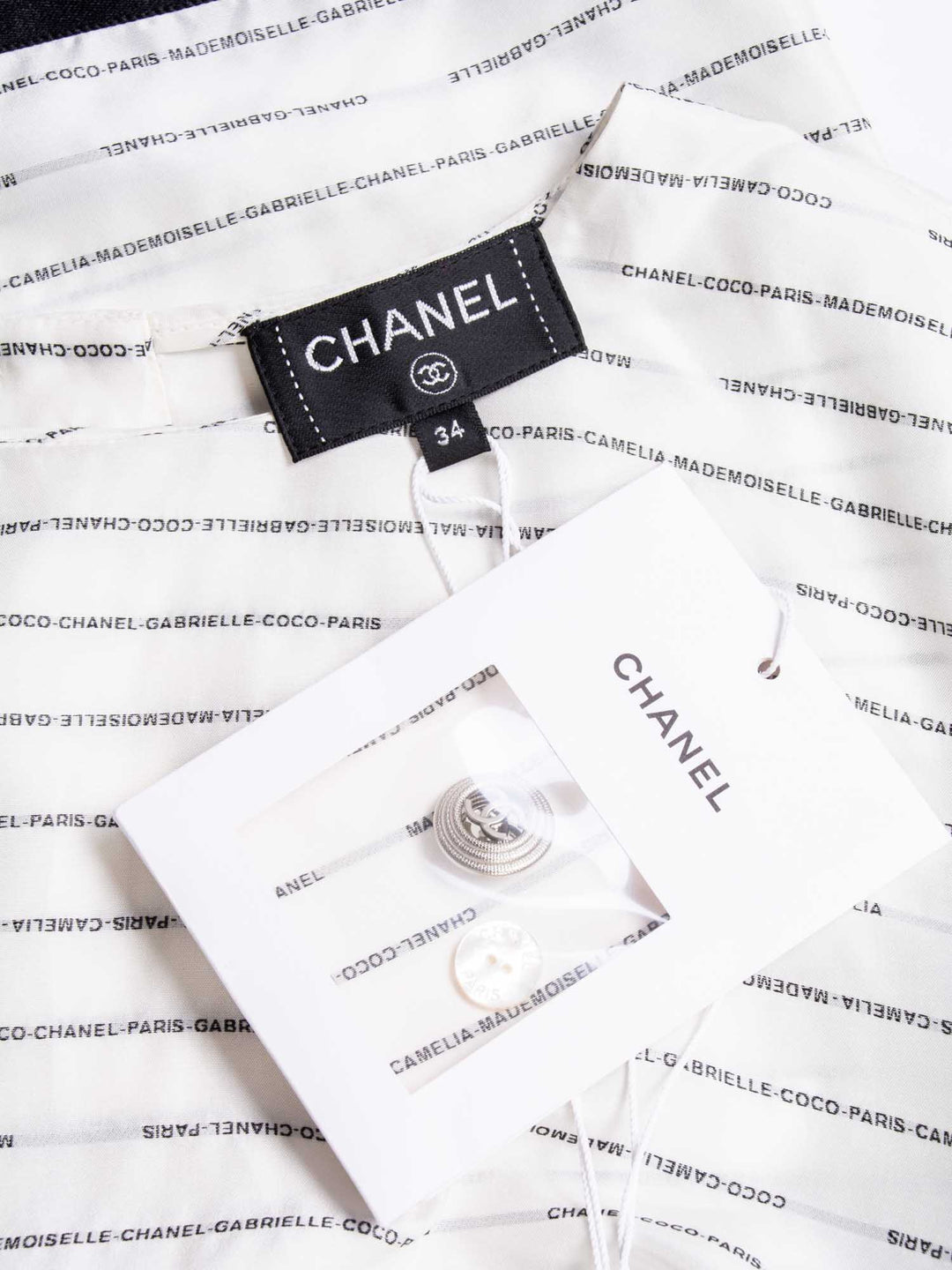 Top Quality Chanel CC Logo Monogram Silk Blouse Black White