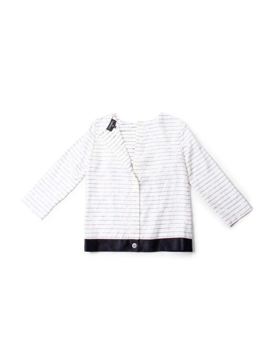 Top Quality Chanel CC Logo Monogram Silk Blouse Black White
