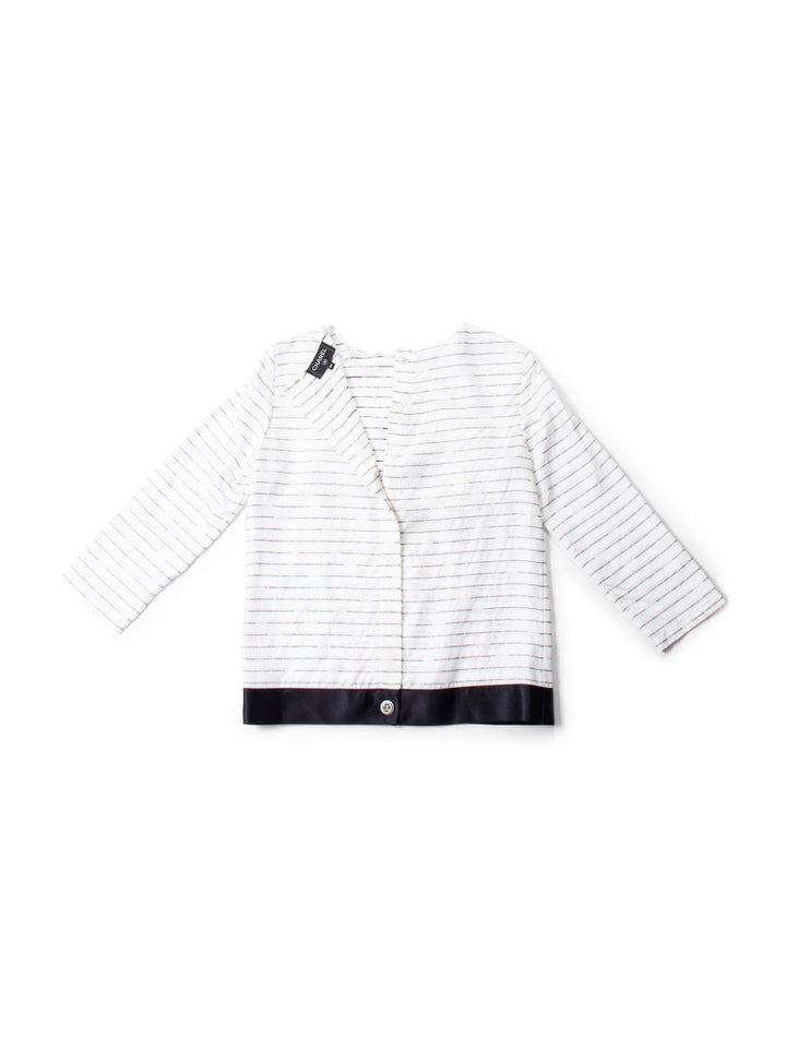 Top Quality Chanel CC Logo Monogram Silk Blouse Black White