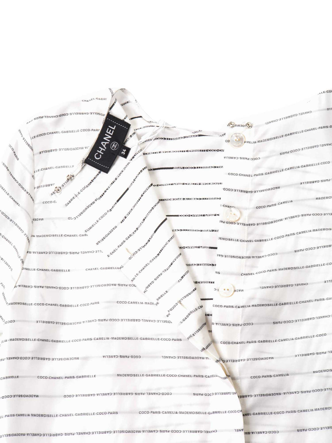 Top Quality Chanel CC Logo Monogram Silk Blouse Black White