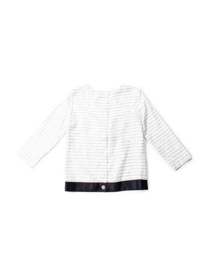 Top Quality Chanel CC Logo Monogram Silk Blouse Black White