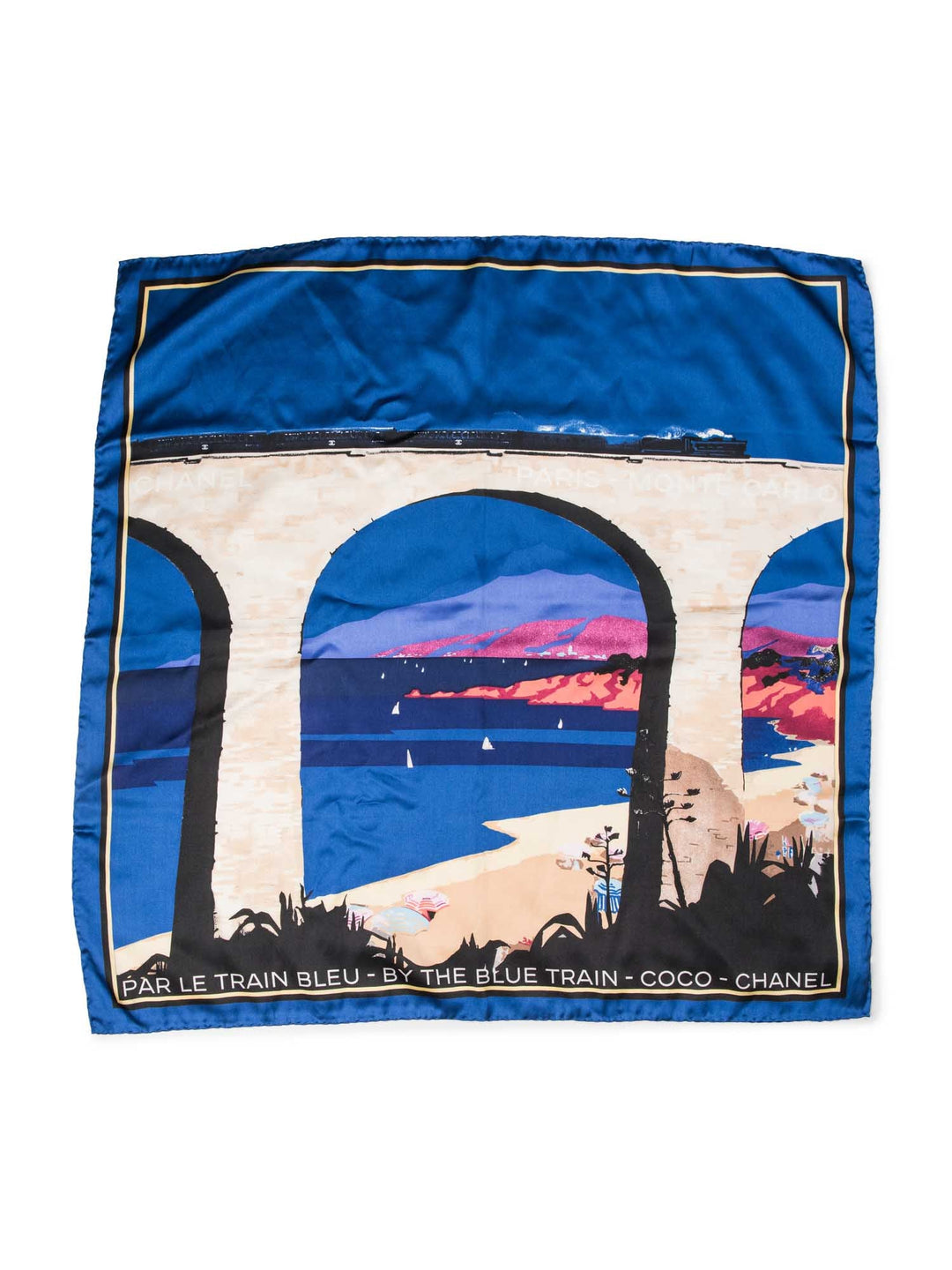 Top Quality Chanel CC Logo Par Le Train Train Scarf Blue