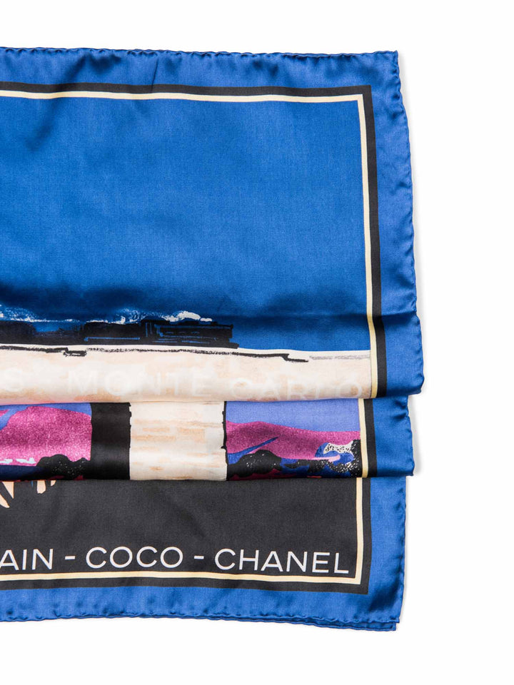 Top Quality Chanel CC Logo Par Le Train Train Scarf Blue