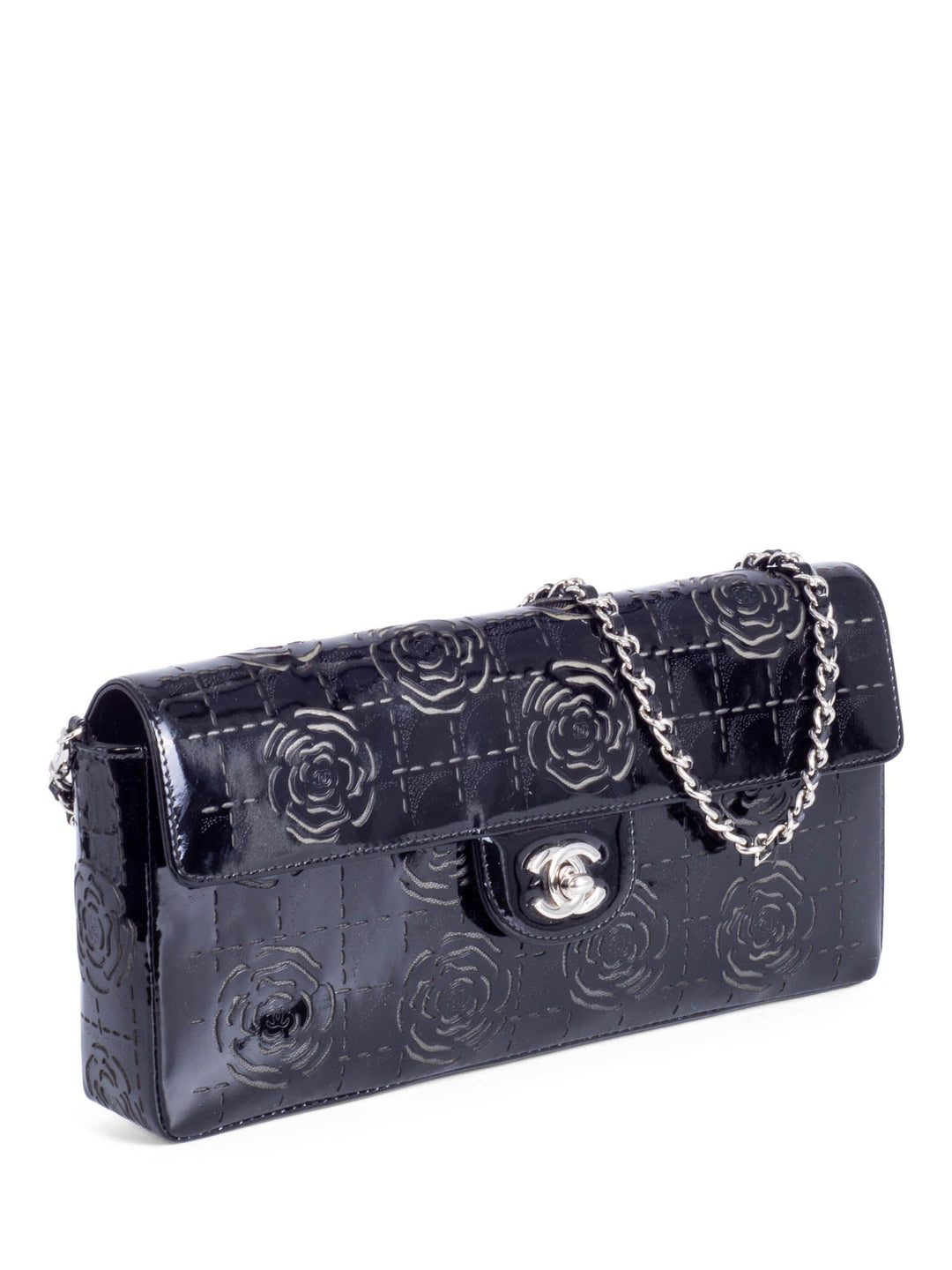 Top Quality Chanel CC Logo Patent Leather Camellia Flap Bag Black