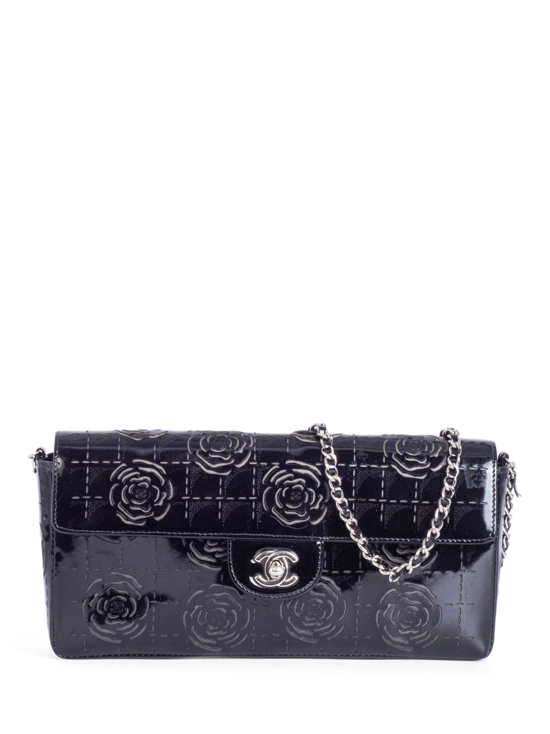 Top Quality Chanel CC Logo Patent Leather Camellia Flap Bag Black