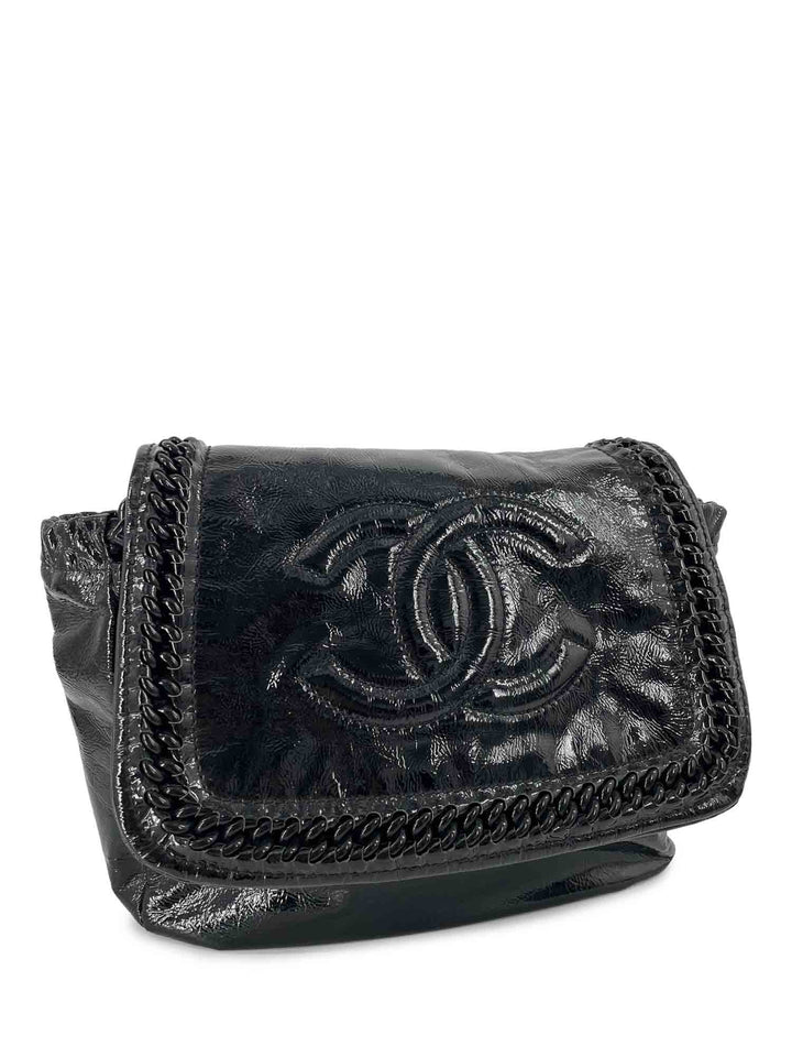 Top Quality Chanel CC Logo Patent Leather Modern Chain Flap Bag Black