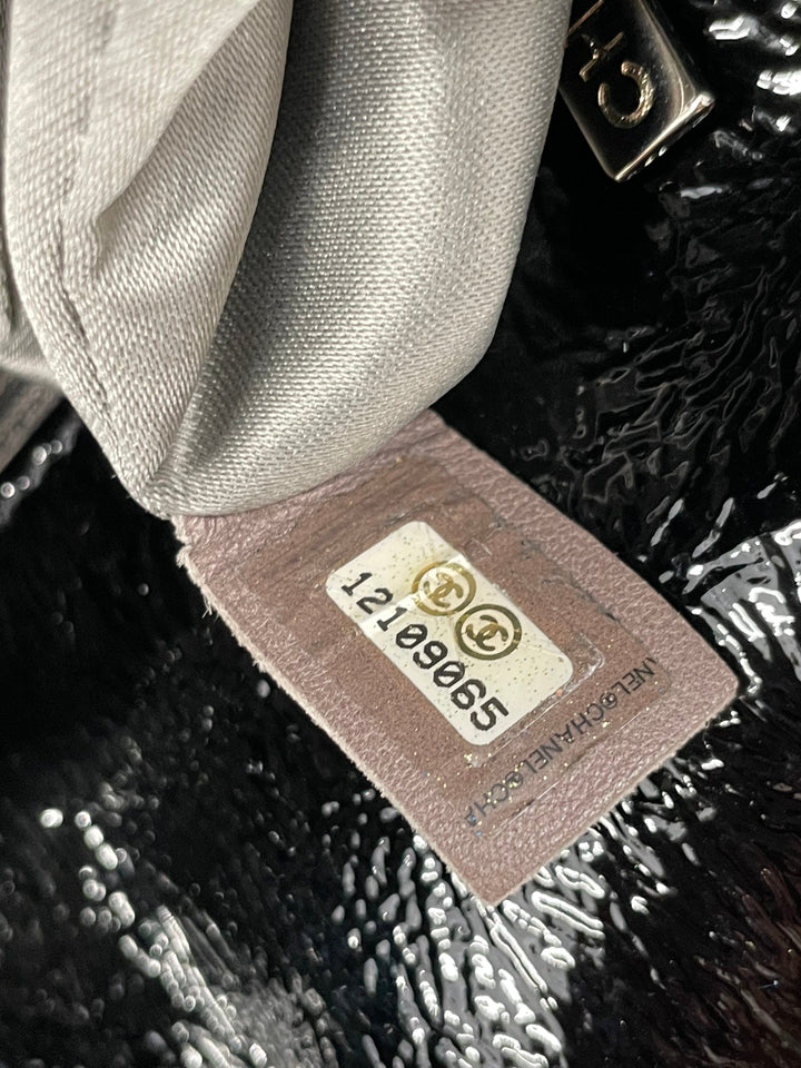 Top Quality Chanel CC Logo Patent Leather Modern Chain Flap Bag Black
