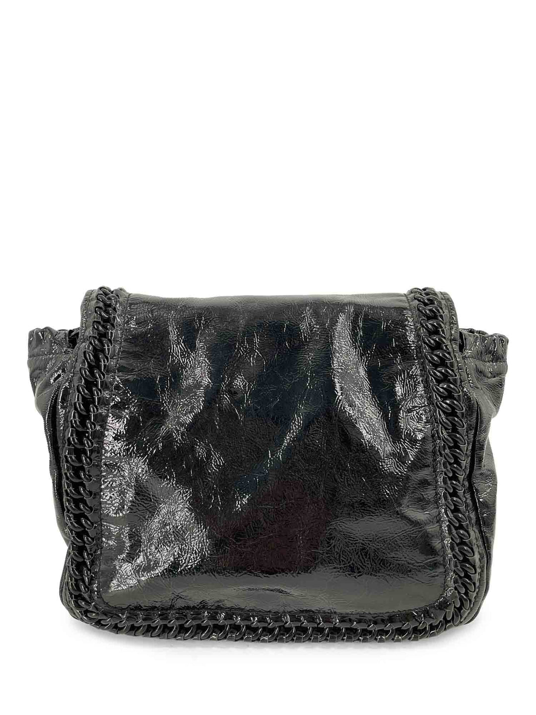 Top Quality Chanel CC Logo Patent Leather Modern Chain Flap Bag Black