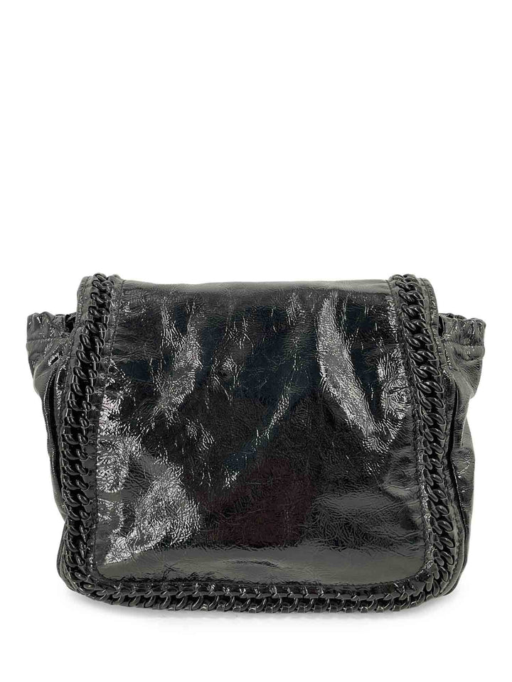 Top Quality Chanel CC Logo Patent Leather Modern Chain Flap Bag Black