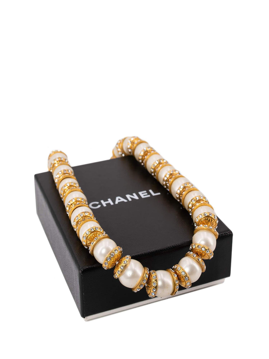 Top Quality Chanel CC Logo Pearl Choker Necklace Gold