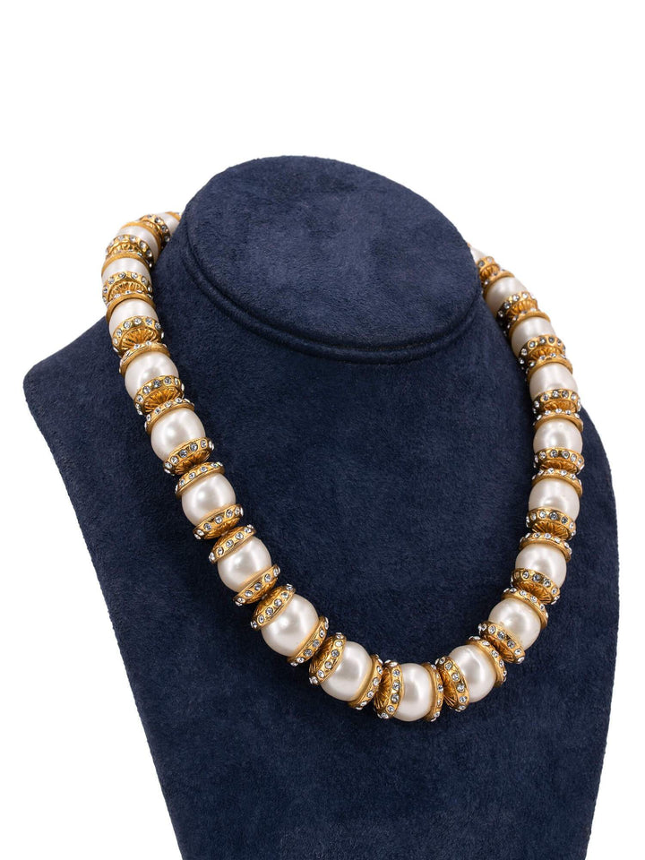 Top Quality Chanel CC Logo Pearl Choker Necklace Gold