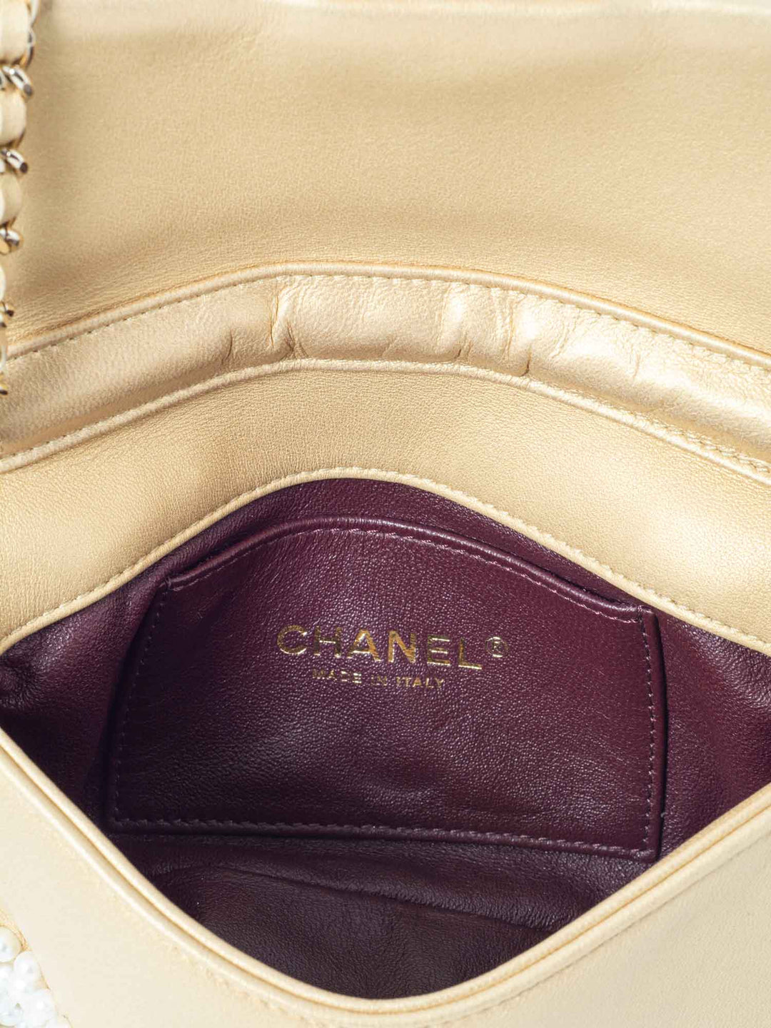 Top Quality Chanel CC Logo Pearl Mini Flap Messenger Bag Gold