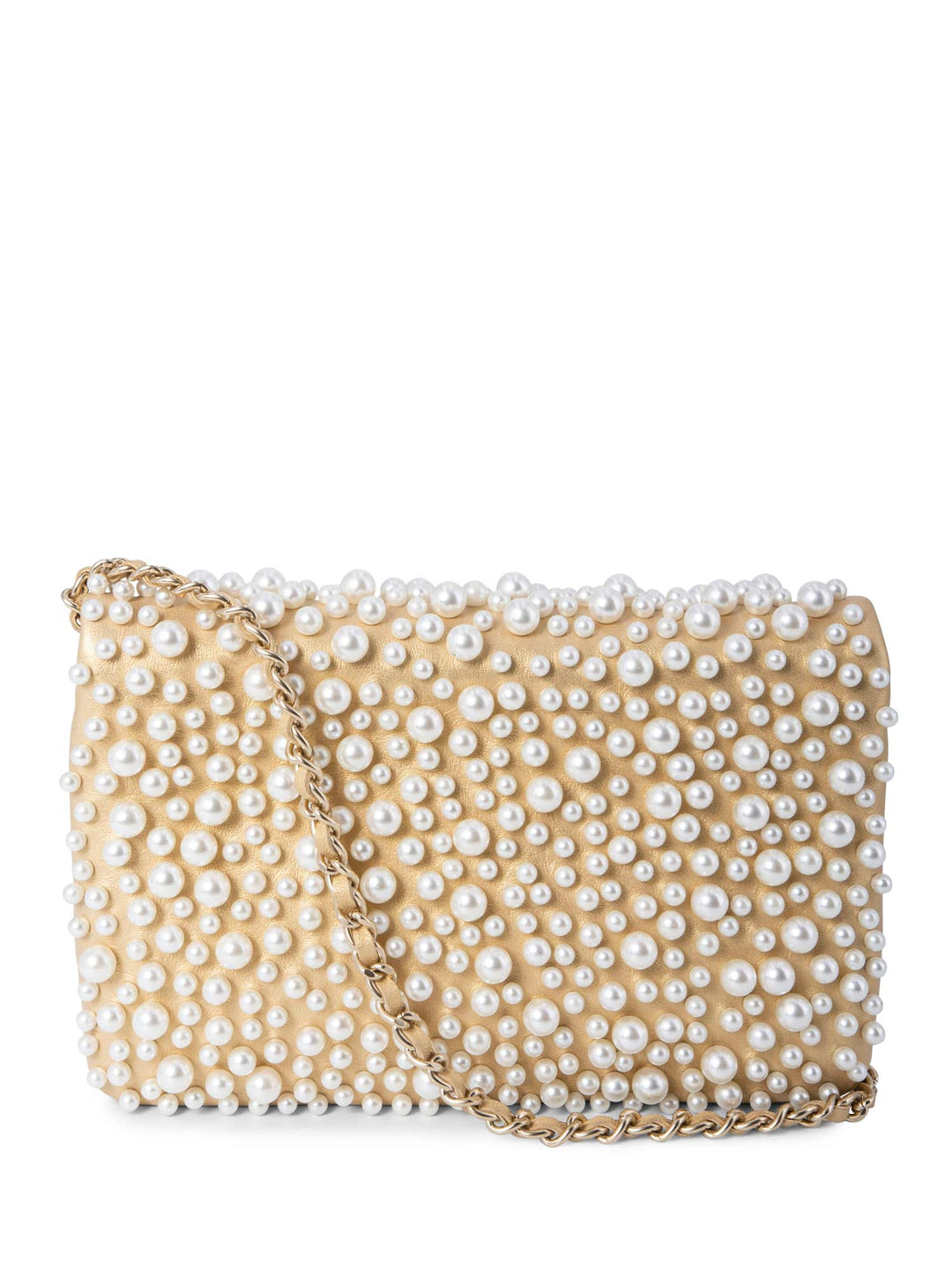 Top Quality Chanel CC Logo Pearl Mini Flap Messenger Bag Gold