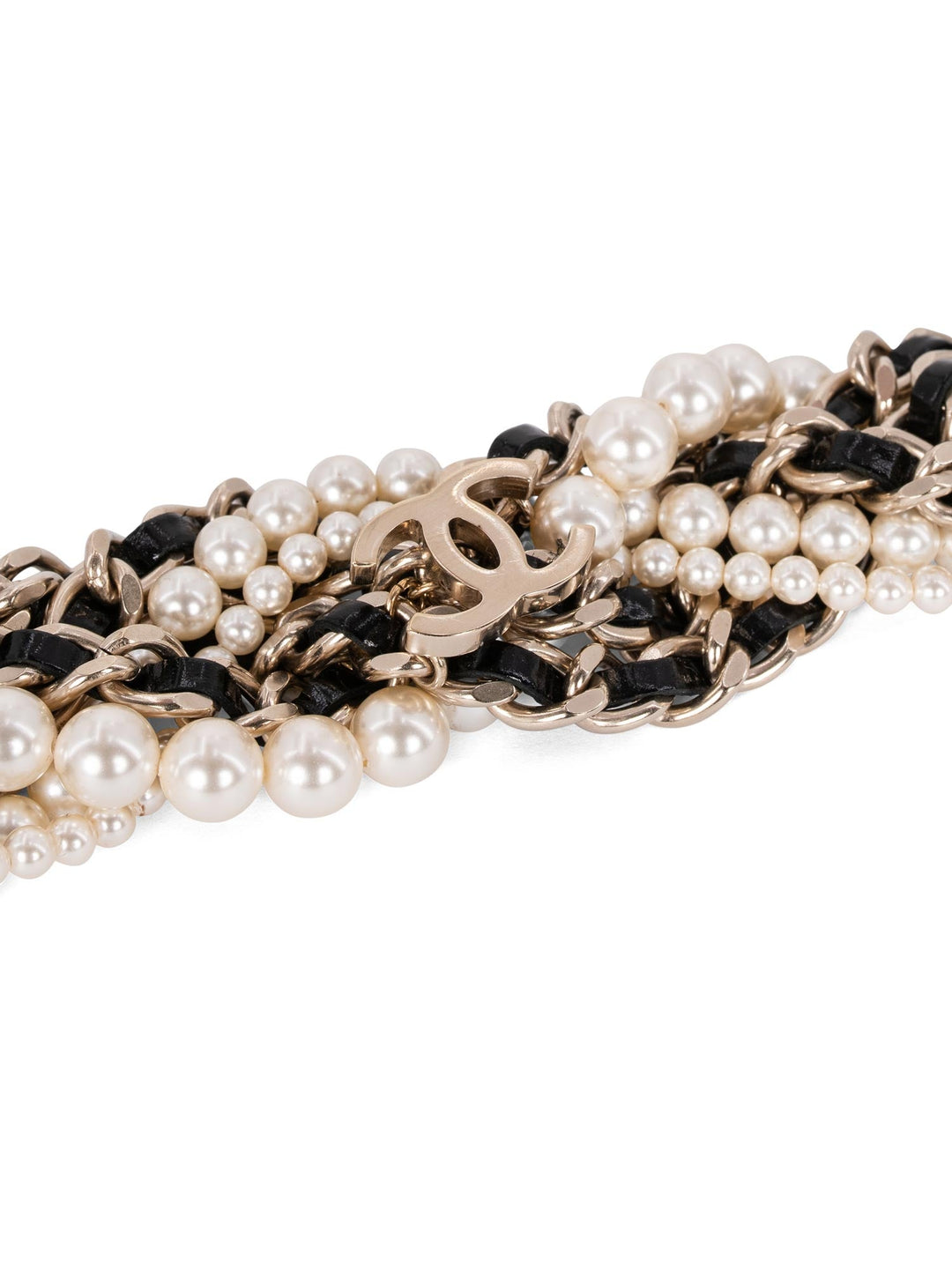 Top Quality Chanel CC Logo Pearl Multi Chain Choker Necklace Gold