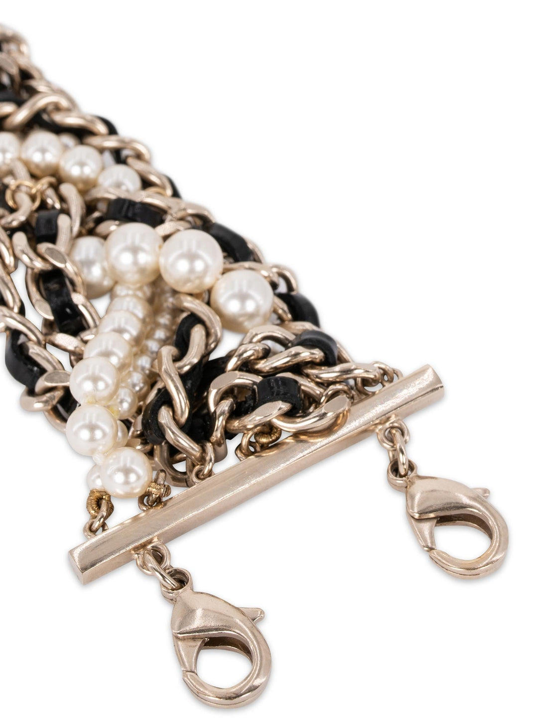 Top Quality Chanel CC Logo Pearl Multi Chain Choker Necklace Gold