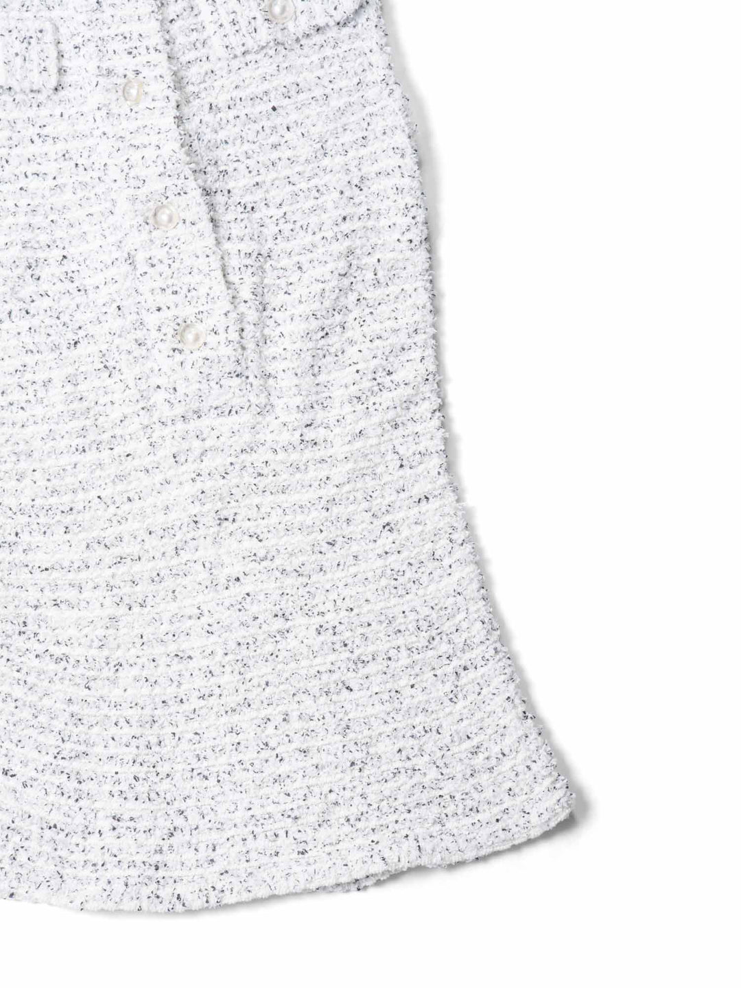 Top Quality Chanel CC Logo Pearl Tweed Fringe Sleeveless Blouse White