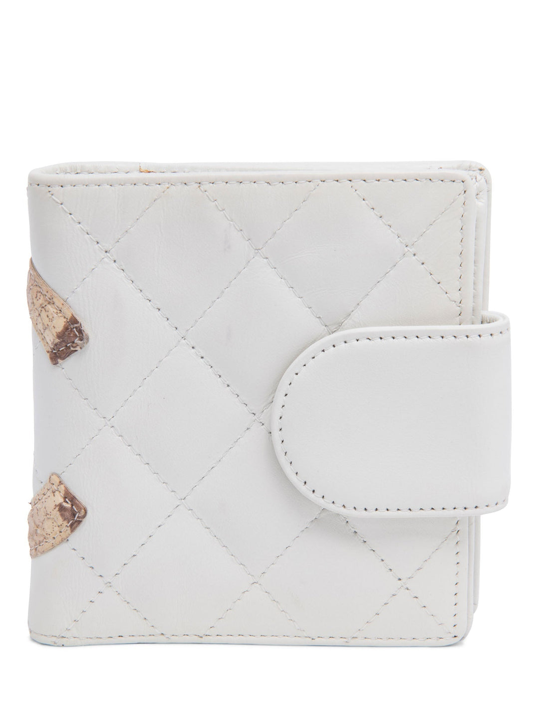 Top Quality Chanel CC Logo Python Quilted Cambon Wallet White