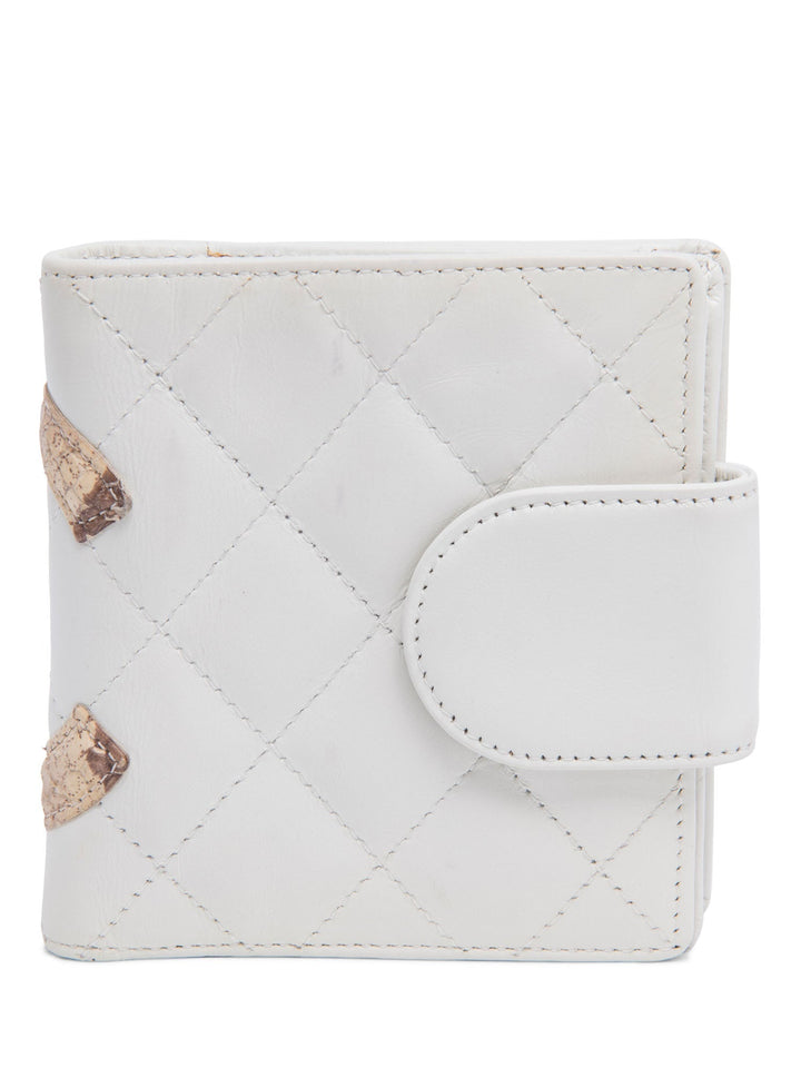 Top Quality Chanel CC Logo Python Quilted Cambon Wallet White