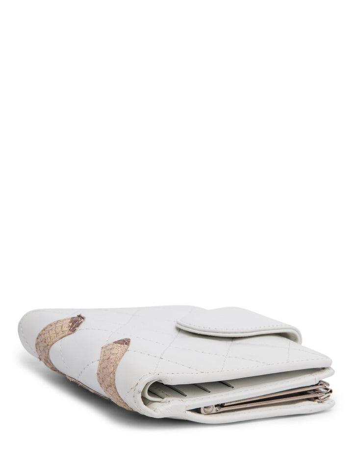 Top Quality Chanel CC Logo Python Quilted Cambon Wallet White