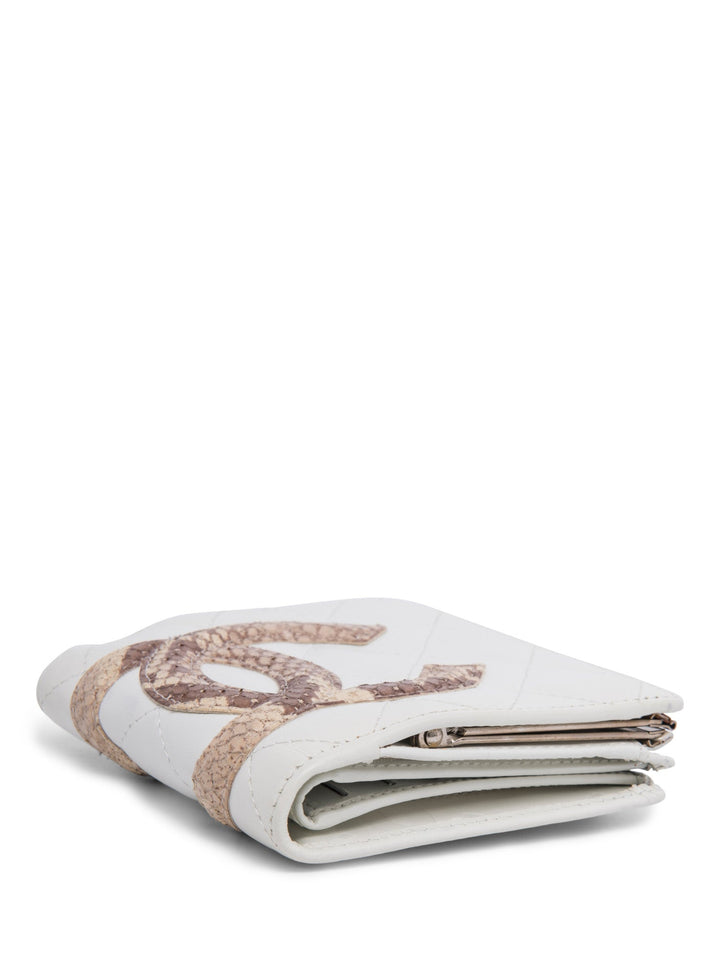 Top Quality Chanel CC Logo Python Quilted Cambon Wallet White