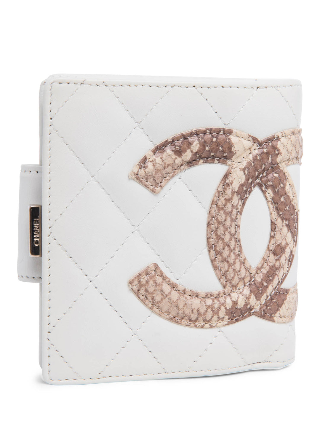 Top Quality Chanel CC Logo Python Quilted Cambon Wallet White