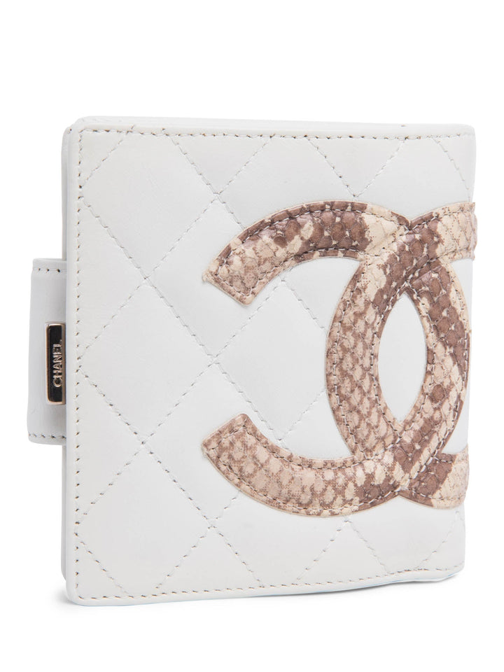 Top Quality Chanel CC Logo Python Quilted Cambon Wallet White