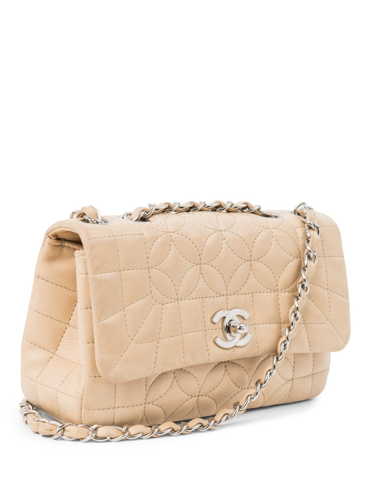 Top Quality Chanel CC Logo Quilted Camellia Leather Mini Bag Beige
