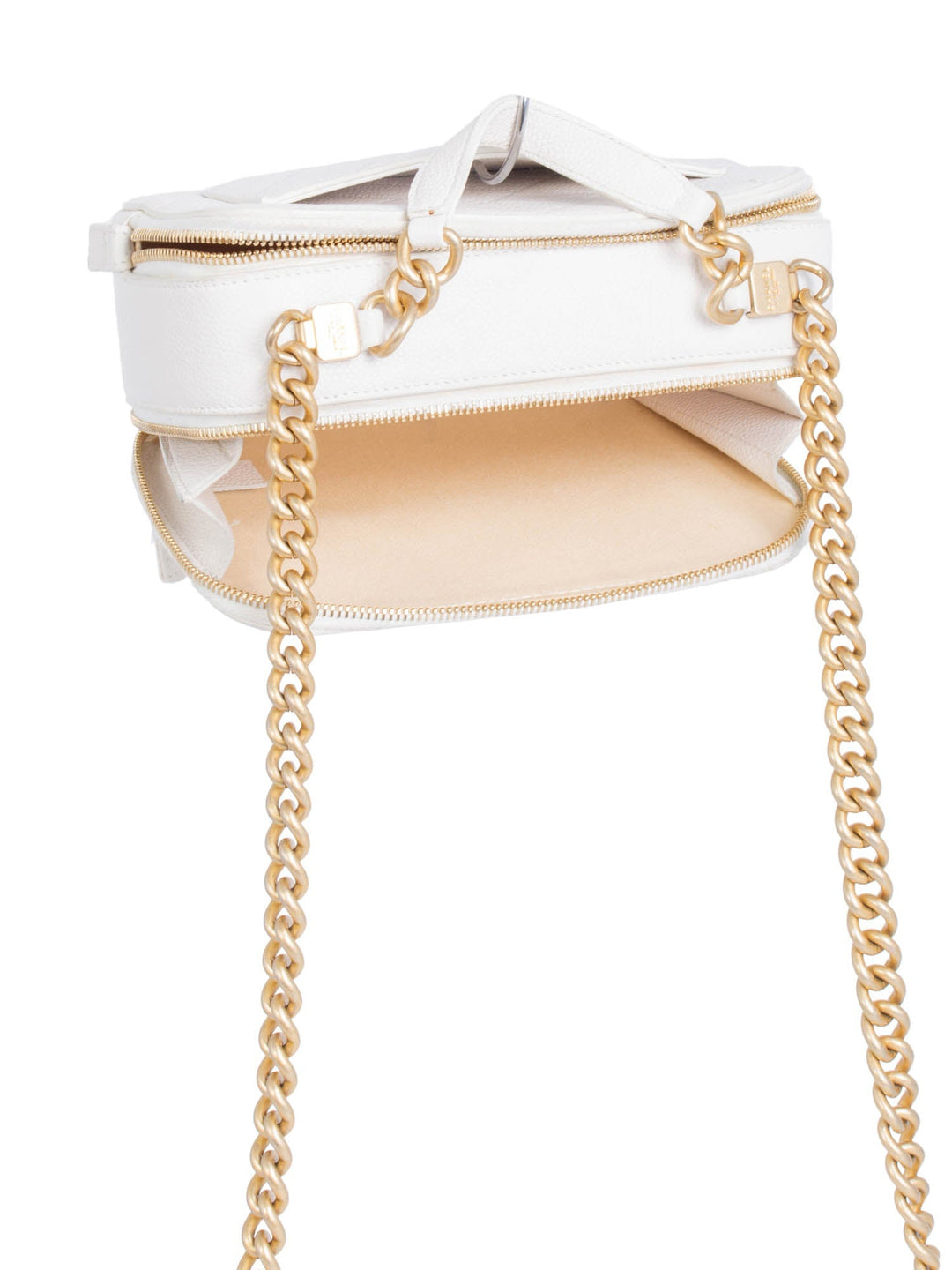 Top Quality Chanel CC Logo Quilted Caviar Camera Messenger Bag White