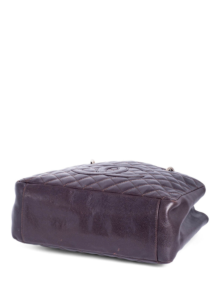 Top Quality Chanel CC Logo Quilted Caviar Grand Shopper Bag Brown