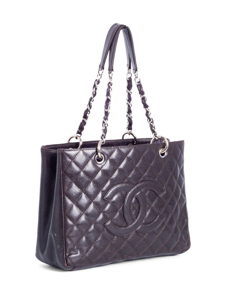 Top Quality Chanel CC Logo Quilted Caviar Grand Shopper Bag Brown