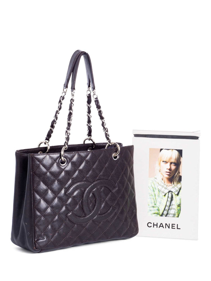 Top Quality Chanel CC Logo Quilted Caviar Grand Shopper Bag Brown