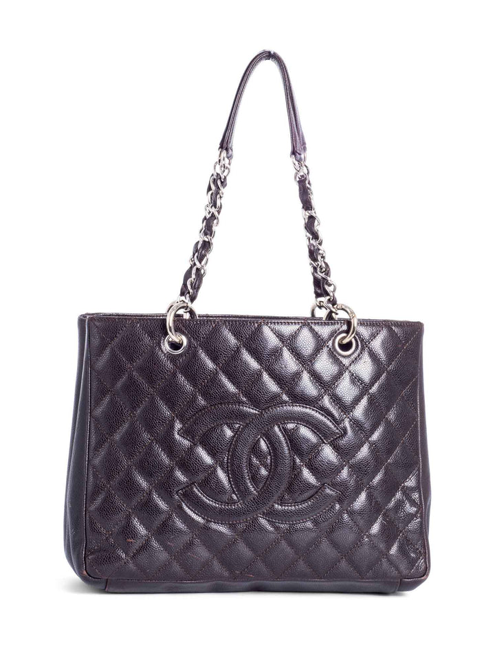 Top Quality Chanel CC Logo Quilted Caviar Grand Shopper Bag Brown