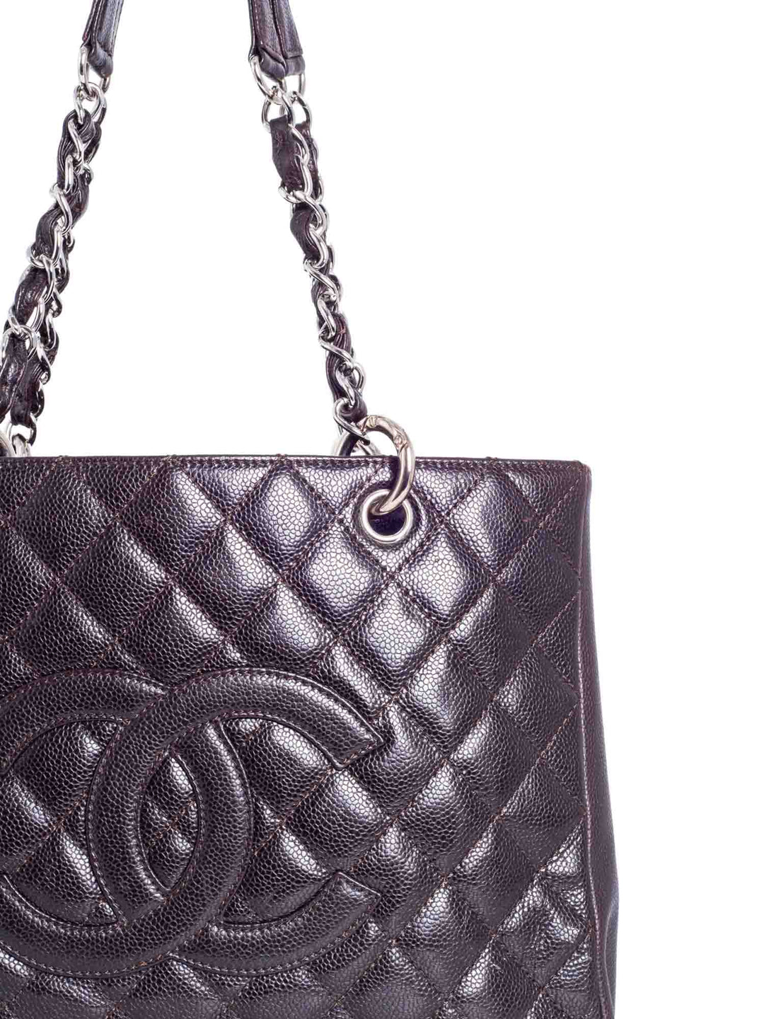 Top Quality Chanel CC Logo Quilted Caviar Grand Shopper Bag Brown