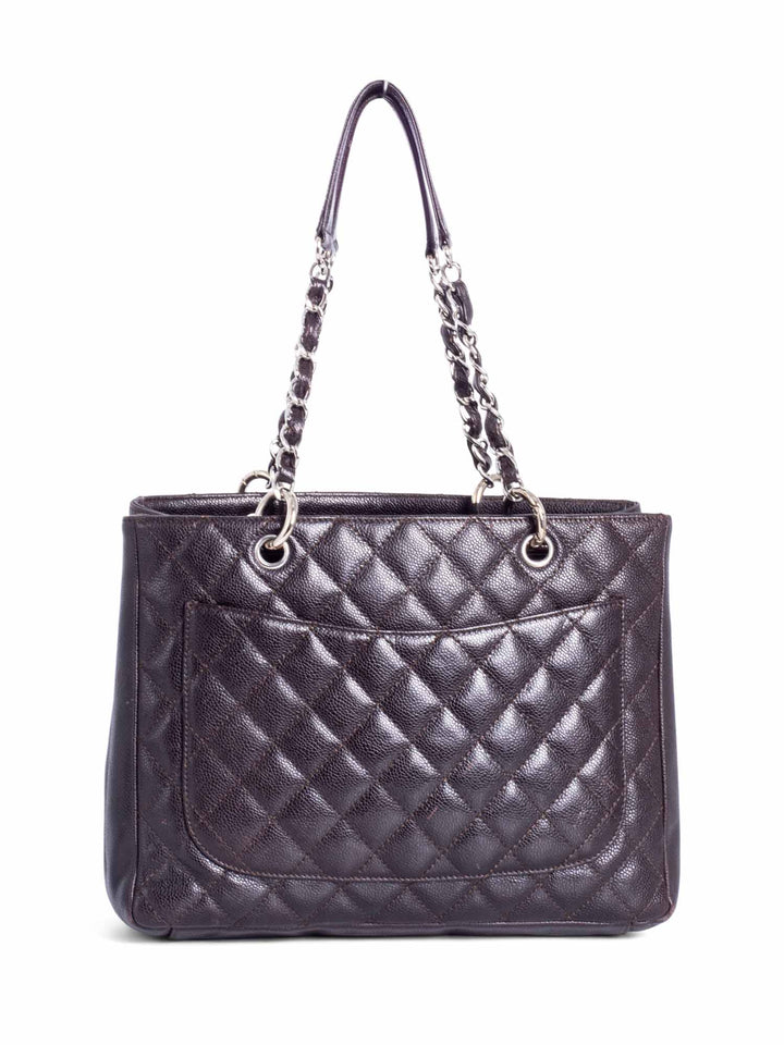 Top Quality Chanel CC Logo Quilted Caviar Grand Shopper Bag Brown