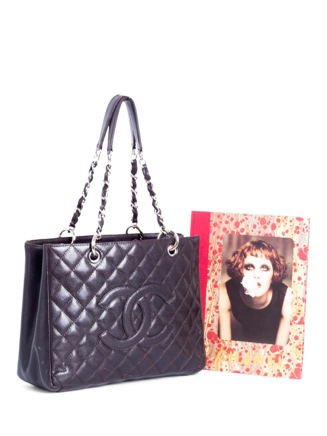 Top Quality Chanel CC Logo Quilted Caviar Grand Shopper Bag Brown