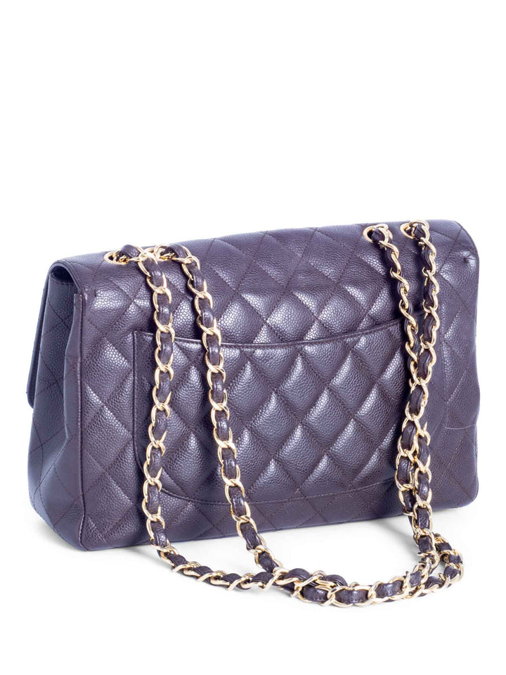 Top Quality Chanel CC Logo Quilted Caviar Jumbo Double Flap Bag Brown Gold