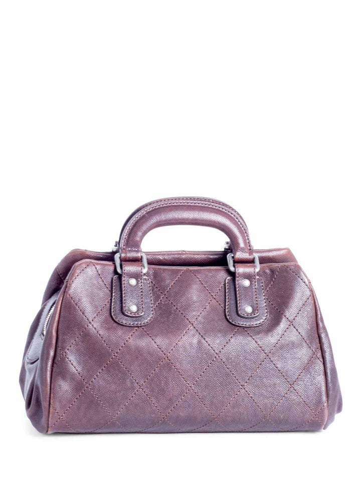 Top Quality Chanel CC Logo Quilted Caviar Leather Doctor Bag Brown